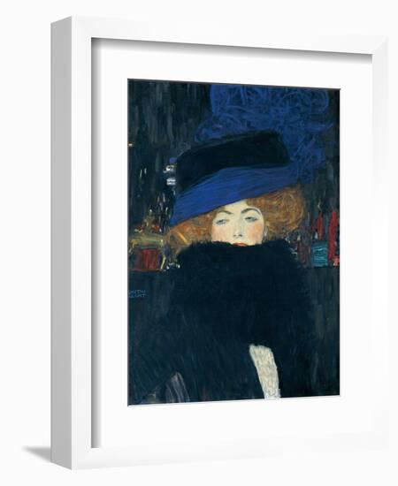 Lady with a Hat and a Feather Boa-Gustav Klimt-Framed Giclee Print