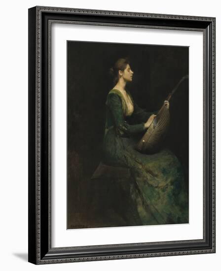 Lady with a Lute-Thomas Wilmer Dewing-Framed Premium Giclee Print