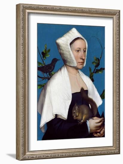 Lady with a Squirrel and a Starling, C.1526-28-Hans Holbein the Younger-Framed Giclee Print