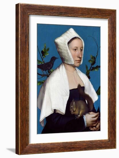 Lady with a Squirrel and a Starling, C.1526-28-Hans Holbein the Younger-Framed Giclee Print