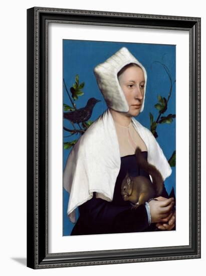 Lady with a Squirrel and a Starling, C.1526-28-Hans Holbein the Younger-Framed Giclee Print