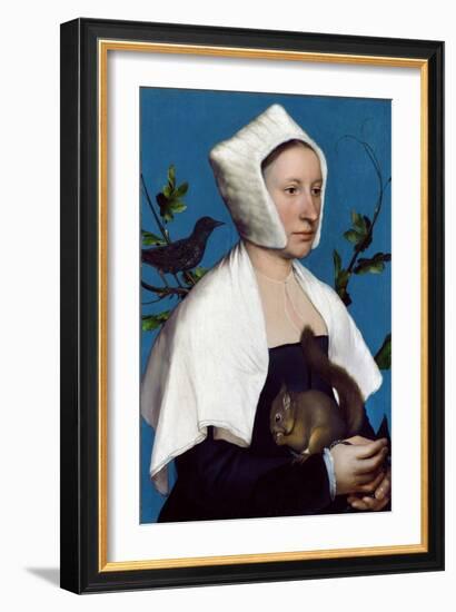 Lady with a Squirrel and a Starling, C.1526-28-Hans Holbein the Younger-Framed Giclee Print