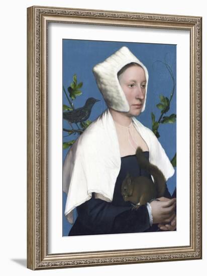 Lady with a Squirrel and a Starling-Hans Holbein the Younger-Framed Giclee Print