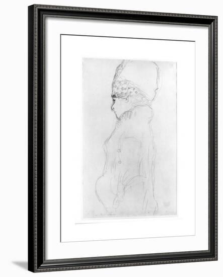 Lady with a Tall Hat, c.1917-Gustav Klimt-Framed Giclee Print