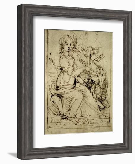 Lady with a Unicorn, C.1480-Leonardo da Vinci-Framed Giclee Print