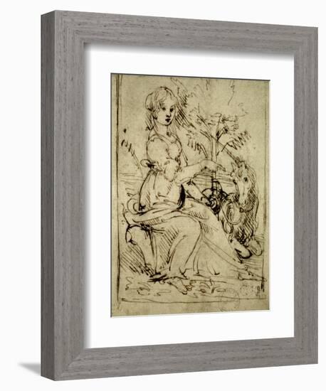 Lady with a Unicorn, C.1480-Leonardo da Vinci-Framed Giclee Print