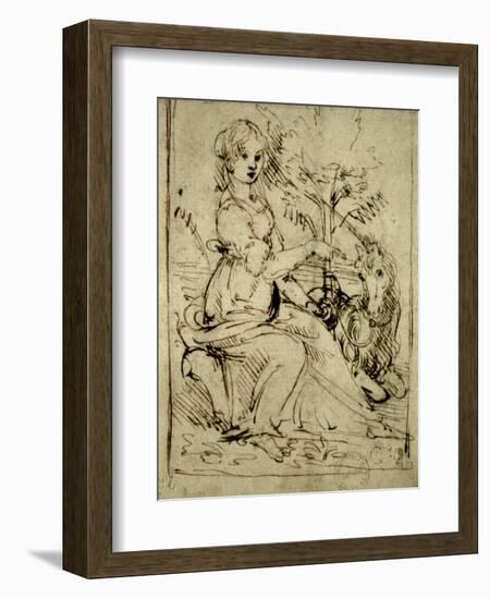 Lady with a Unicorn, C.1480-Leonardo da Vinci-Framed Giclee Print