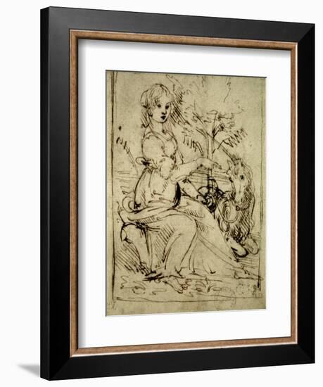 Lady with a Unicorn, C.1480-Leonardo da Vinci-Framed Giclee Print