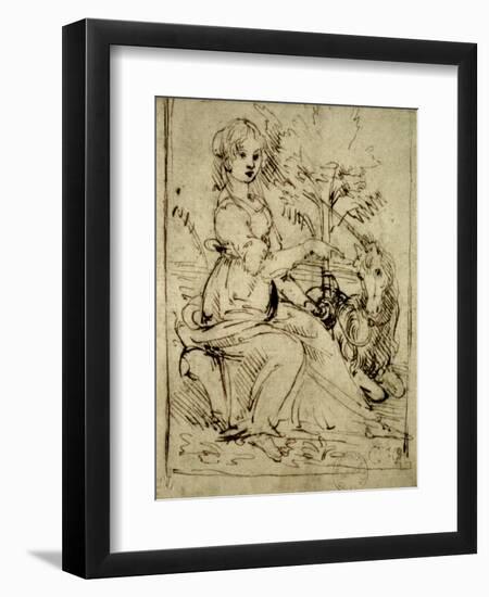 Lady with a Unicorn, C.1480-Leonardo da Vinci-Framed Giclee Print