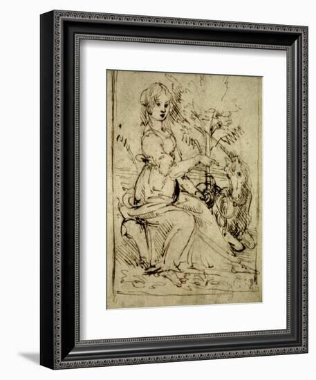 Lady with a Unicorn, C.1480-Leonardo da Vinci-Framed Giclee Print