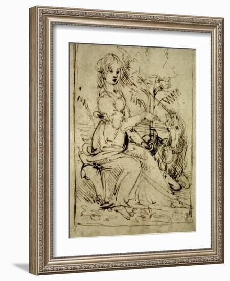 Lady with a Unicorn, C.1480-Leonardo da Vinci-Framed Giclee Print