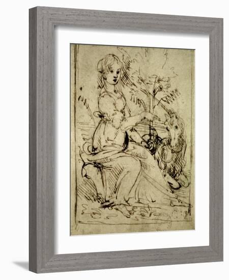 Lady with a Unicorn, C.1480-Leonardo da Vinci-Framed Giclee Print