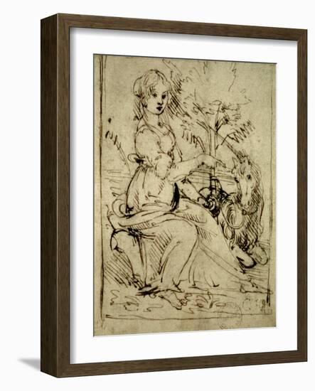 Lady with a Unicorn, C.1480-Leonardo da Vinci-Framed Giclee Print