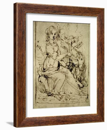 Lady with a Unicorn, C.1480-Leonardo da Vinci-Framed Giclee Print