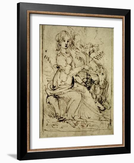 Lady with a Unicorn, C.1480-Leonardo da Vinci-Framed Giclee Print