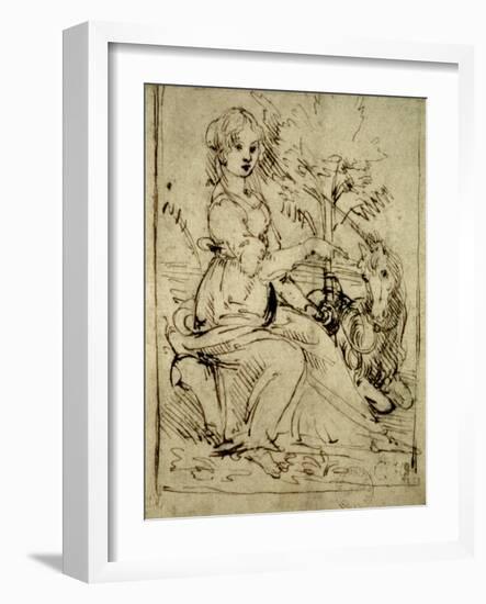 Lady with a Unicorn, C.1480-Leonardo da Vinci-Framed Giclee Print