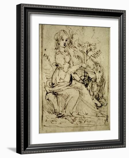 Lady with a Unicorn, C.1480-Leonardo da Vinci-Framed Giclee Print