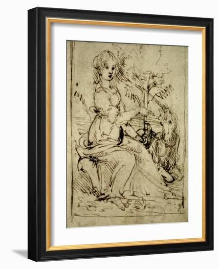 Lady with a Unicorn, C.1480-Leonardo da Vinci-Framed Giclee Print