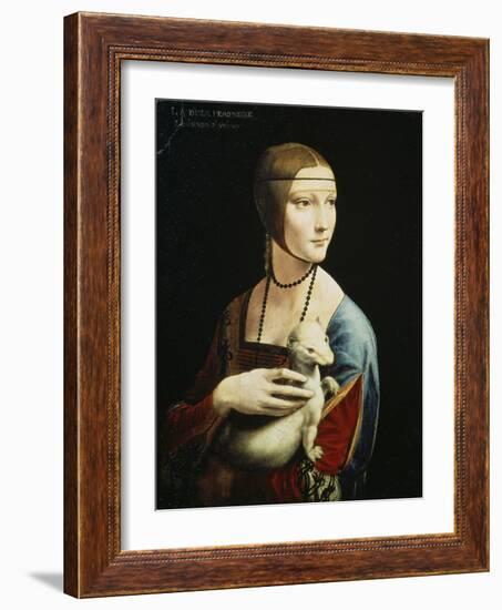 Lady with an Ermine (Portrait of Celilia Gallerani), C. 1490-Leonardo da Vinci-Framed Giclee Print