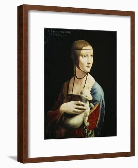 Lady with an Ermine (Portrait of Celilia Gallerani), C. 1490-Leonardo da Vinci-Framed Giclee Print