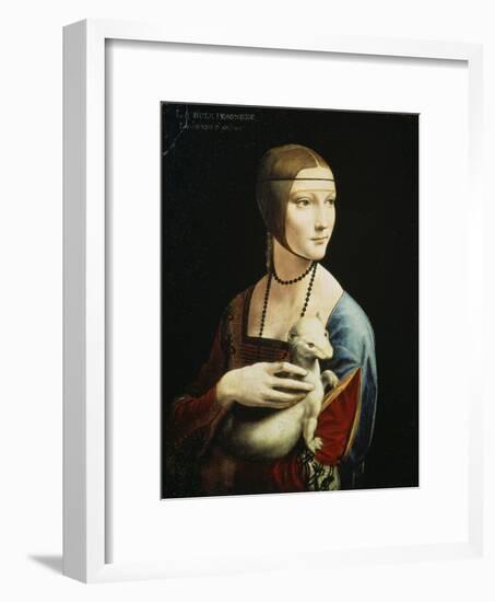 Lady with an Ermine (Portrait of Celilia Gallerani), C. 1490-Leonardo da Vinci-Framed Giclee Print