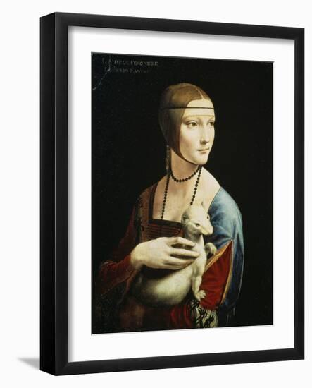 Lady with an Ermine (Portrait of Celilia Gallerani), C. 1490-Leonardo da Vinci-Framed Giclee Print