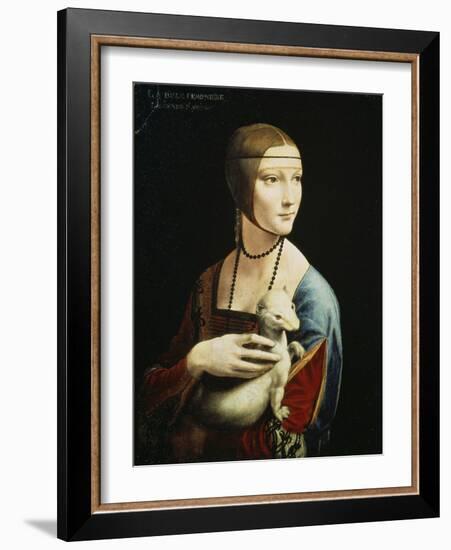 Lady with an Ermine (Portrait of Celilia Gallerani), C. 1490-Leonardo da Vinci-Framed Giclee Print