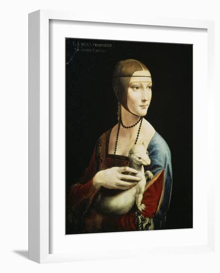 Lady with an Ermine (Portrait of Celilia Gallerani), C. 1490-Leonardo da Vinci-Framed Giclee Print