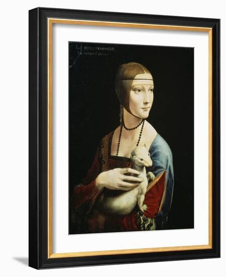 Lady with an Ermine (Portrait of Celilia Gallerani), C. 1490-Leonardo da Vinci-Framed Giclee Print