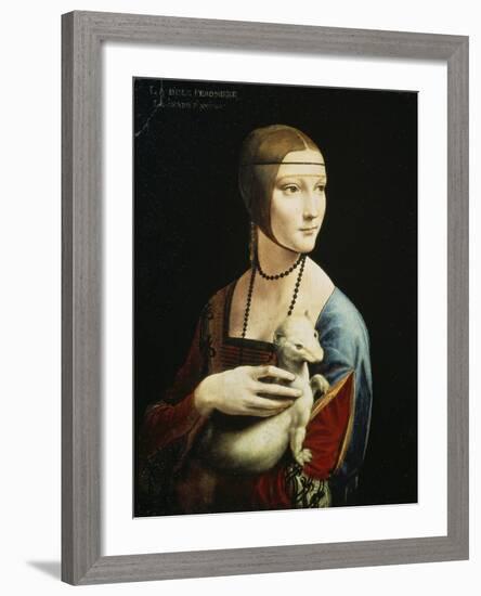 Lady with an Ermine (Portrait of Celilia Gallerani), C. 1490-Leonardo da Vinci-Framed Giclee Print