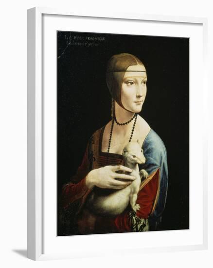 Lady with an Ermine (Portrait of Celilia Gallerani), C. 1490-Leonardo da Vinci-Framed Giclee Print