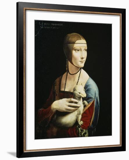 Lady with an Ermine (Portrait of Celilia Gallerani), C. 1490-Leonardo da Vinci-Framed Giclee Print