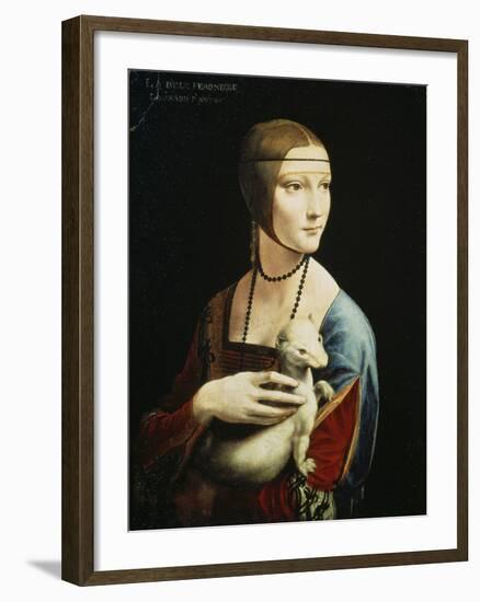 Lady with an Ermine (Portrait of Celilia Gallerani), C. 1490-Leonardo da Vinci-Framed Giclee Print