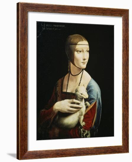 Lady with an Ermine (Portrait of Celilia Gallerani), C. 1490-Leonardo da Vinci-Framed Giclee Print