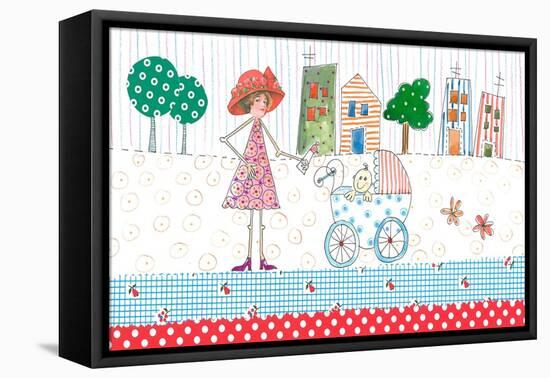 Lady with Baby in Carriage-Effie Zafiropoulou-Framed Premier Image Canvas