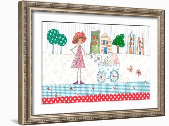 Lady with Baby in Carriage-Effie Zafiropoulou-Framed Giclee Print