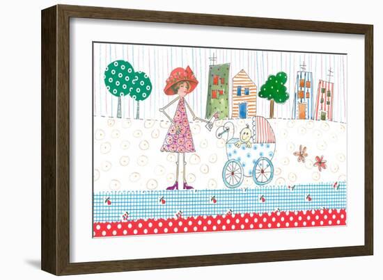 Lady with Baby in Carriage-Effie Zafiropoulou-Framed Giclee Print