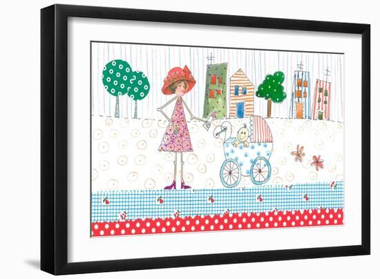 Lady with Baby in Carriage-Effie Zafiropoulou-Framed Giclee Print