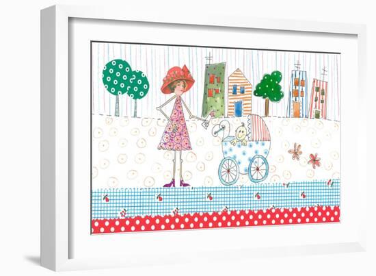 Lady with Baby in Carriage-Effie Zafiropoulou-Framed Giclee Print