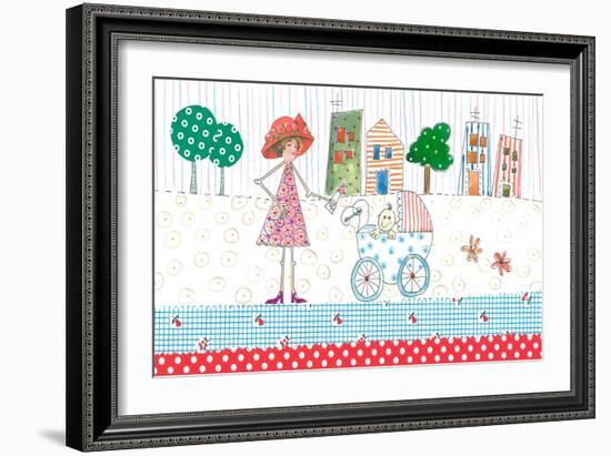 Lady with Baby in Carriage-Effie Zafiropoulou-Framed Giclee Print