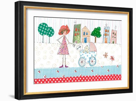 Lady with Baby in Carriage-Effie Zafiropoulou-Framed Giclee Print