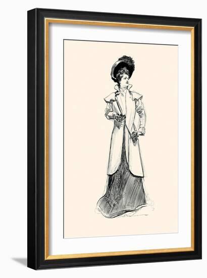 Lady With Binoculars-Charles Dana Gibson-Framed Premium Giclee Print