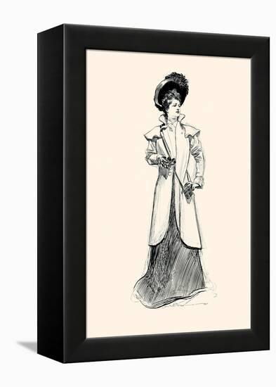 Lady With Binoculars-Charles Dana Gibson-Framed Stretched Canvas