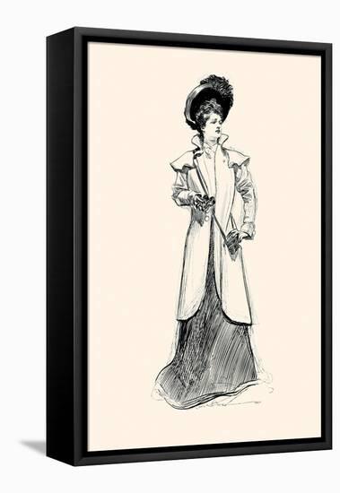 Lady With Binoculars-Charles Dana Gibson-Framed Stretched Canvas