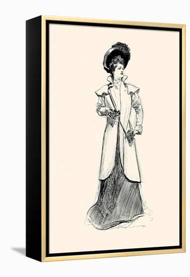 Lady With Binoculars-Charles Dana Gibson-Framed Stretched Canvas