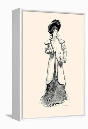 Lady With Binoculars-Charles Dana Gibson-Framed Stretched Canvas