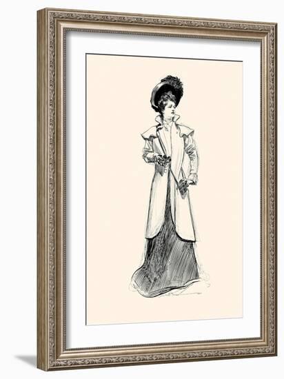 Lady With Binoculars-Charles Dana Gibson-Framed Art Print