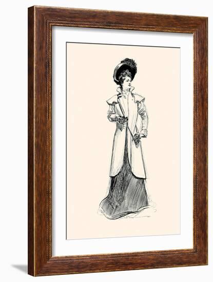 Lady With Binoculars-Charles Dana Gibson-Framed Art Print