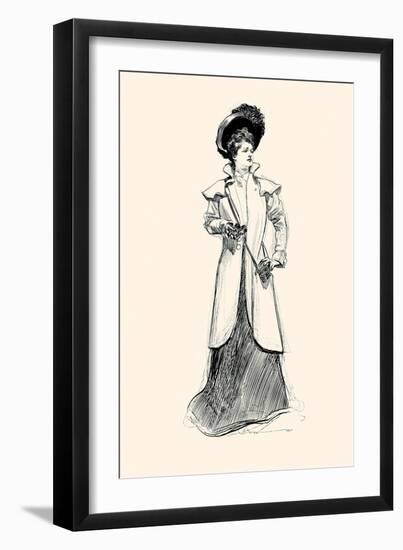 Lady With Binoculars-Charles Dana Gibson-Framed Art Print