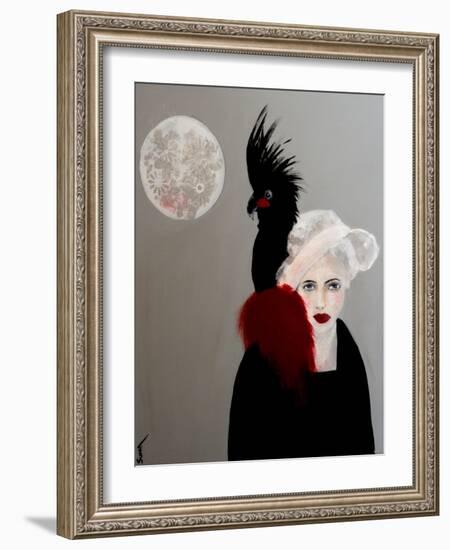 Lady with Black Cockatoo, 2016-Susan Adams-Framed Giclee Print